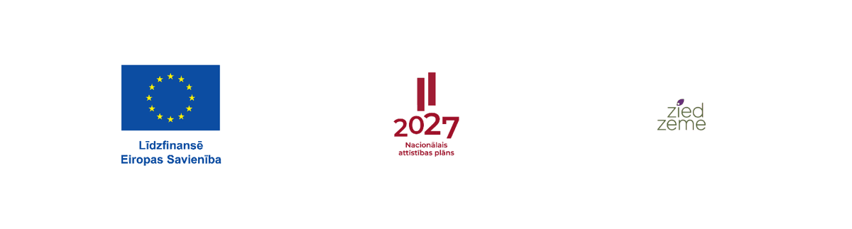 Līdzfinansē Eiropas Savienība; Nacionālais attīstības plāns 2027; zied zeme